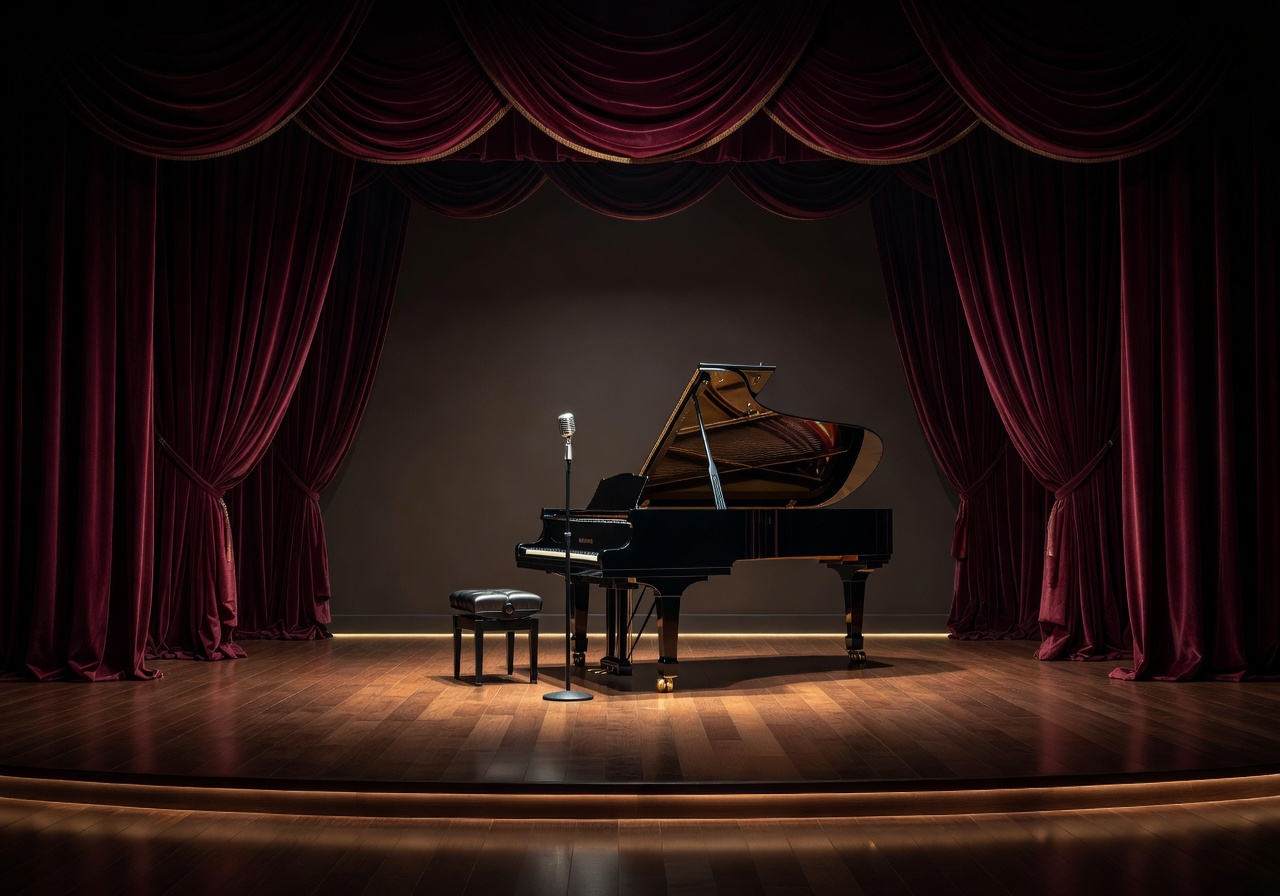 Elegant live entertainment stage with soft lighting