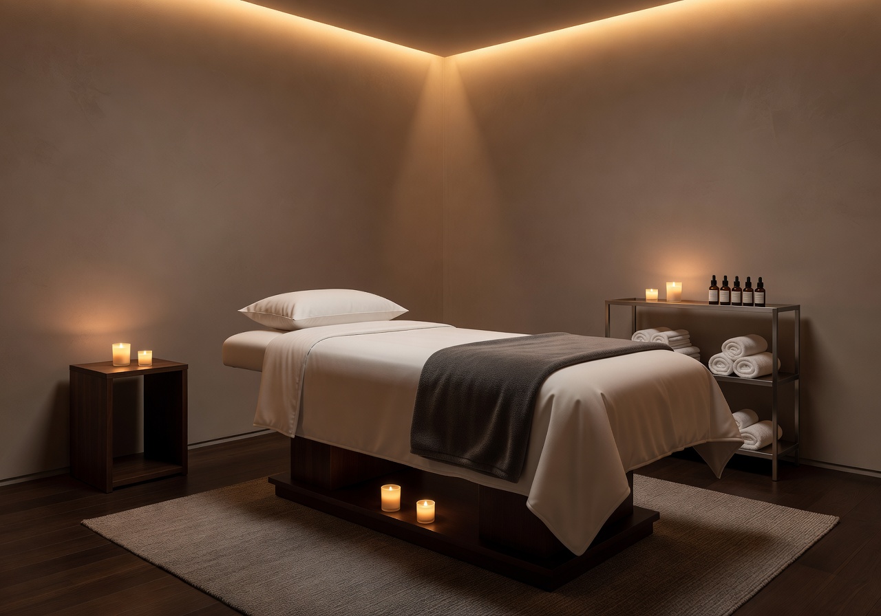 VIP massage suite with warm lighting